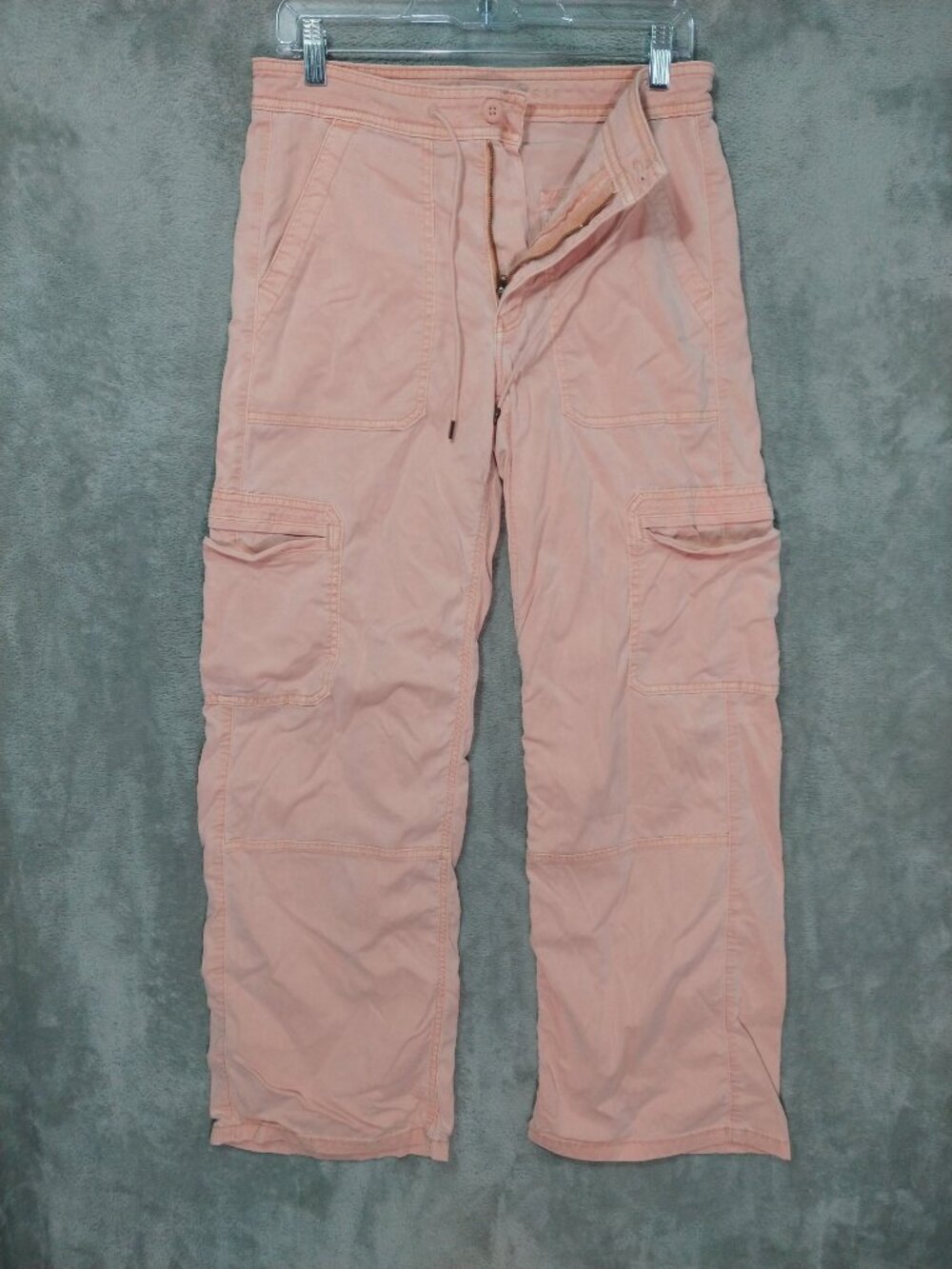American Eagle Pants Womens 6 Peach Cargo Baggy Wide Leg Stretch Boho Mid Rise